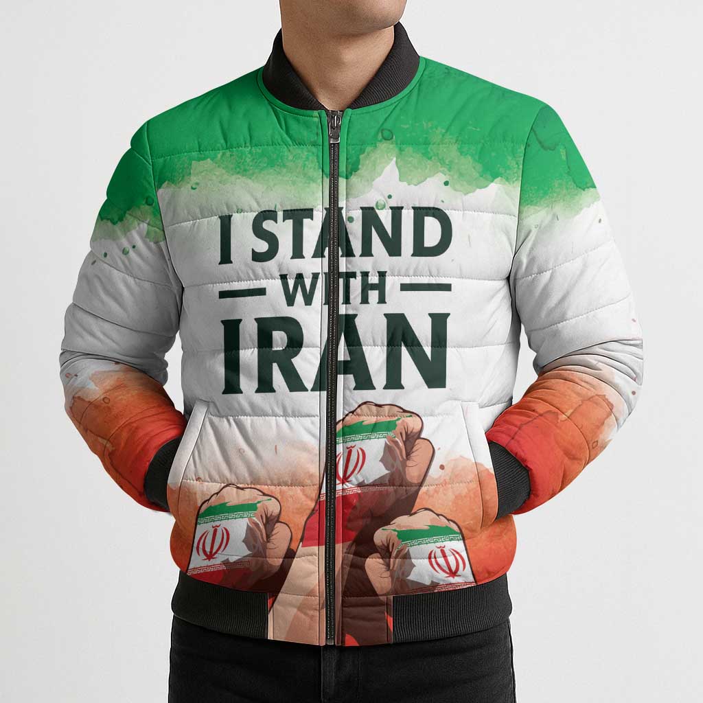 I Stand With Iran Personalized Bomber Puffer Jacket Freedom for the Iranian People