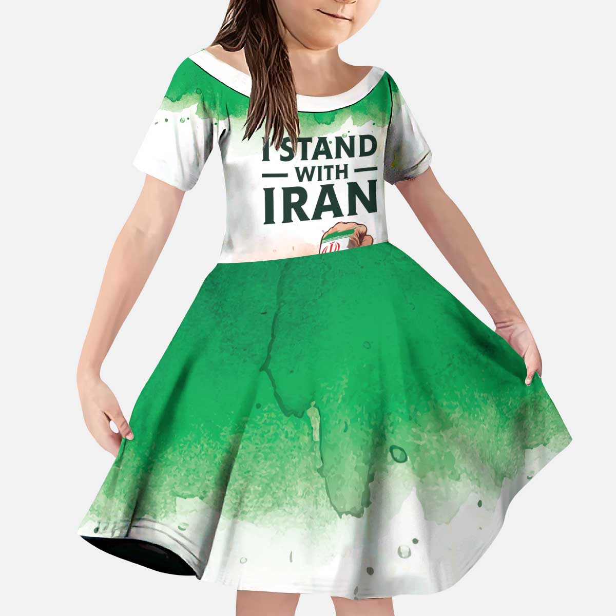 I Stand With Iran Personalized Kid Short Sleeve Dress Freedom for the Iranian People