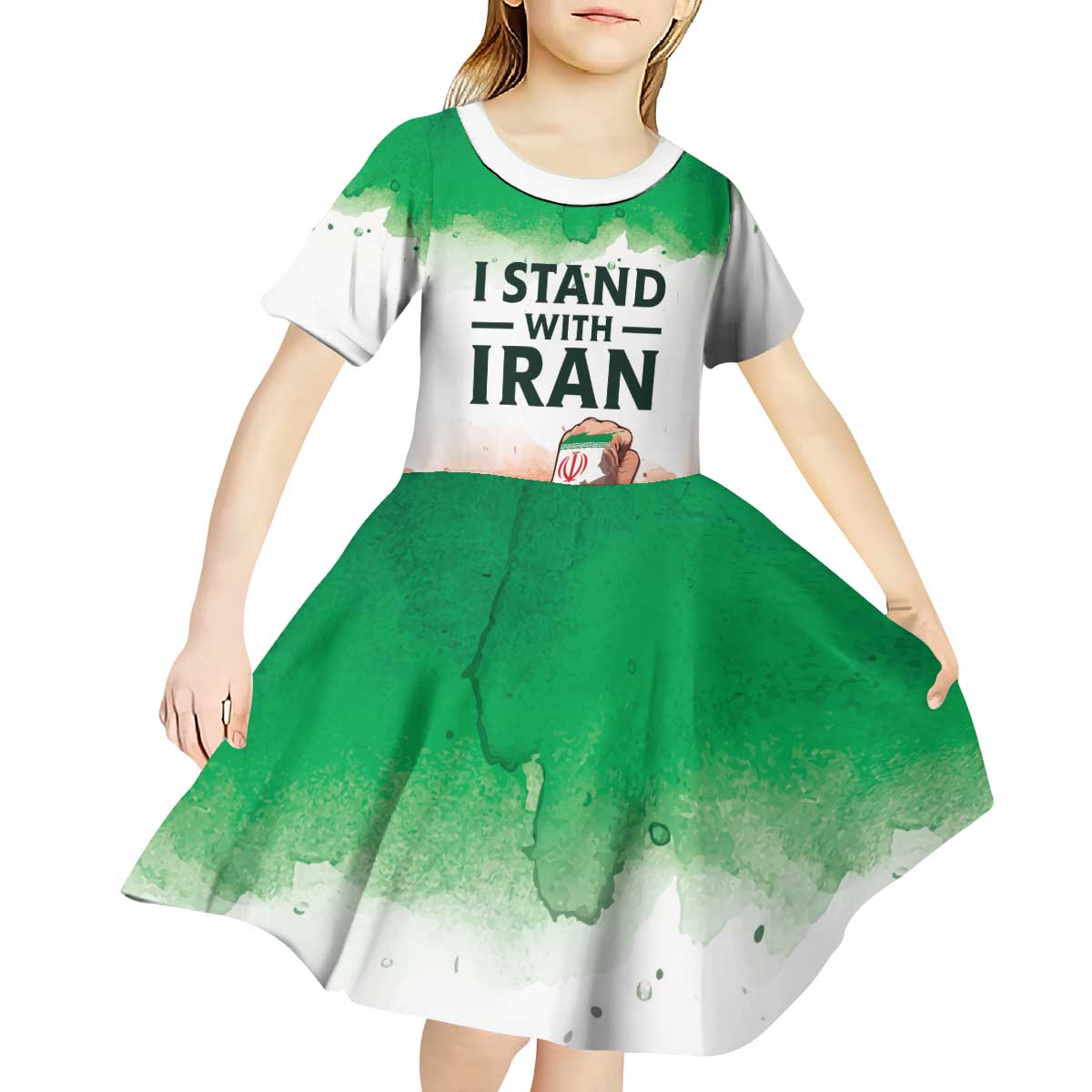 I Stand With Iran Personalized Kid Short Sleeve Dress Freedom for the Iranian People
