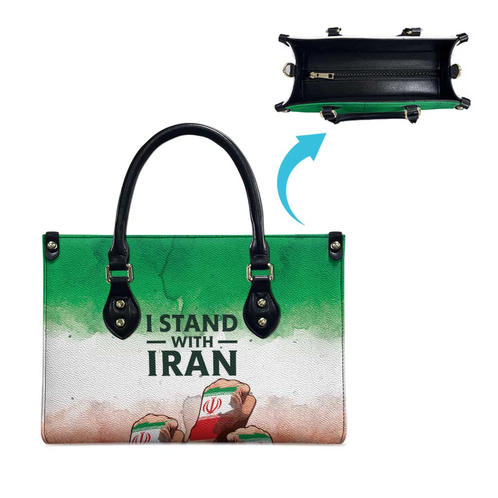I Stand With Iran Leather Bag Freedom for the Iranian People