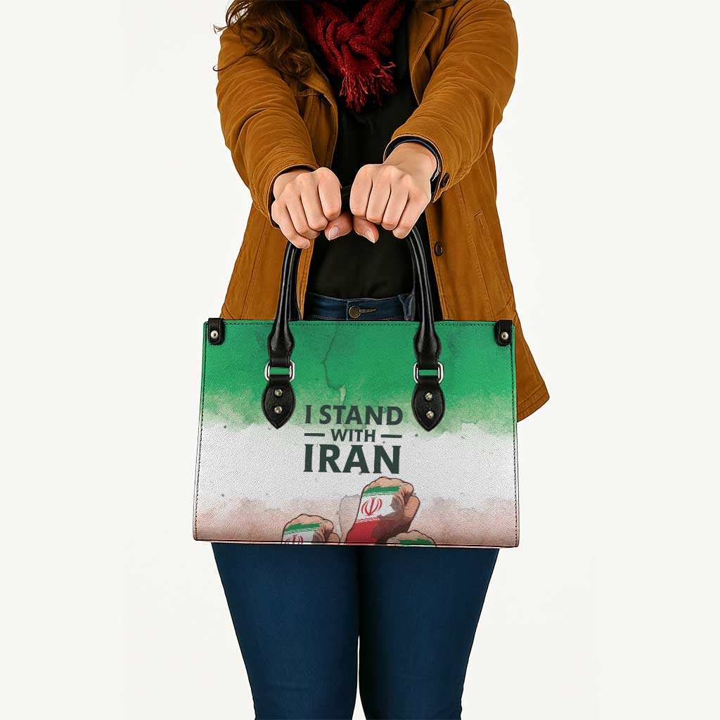 I Stand With Iran Leather Bag Freedom for the Iranian People