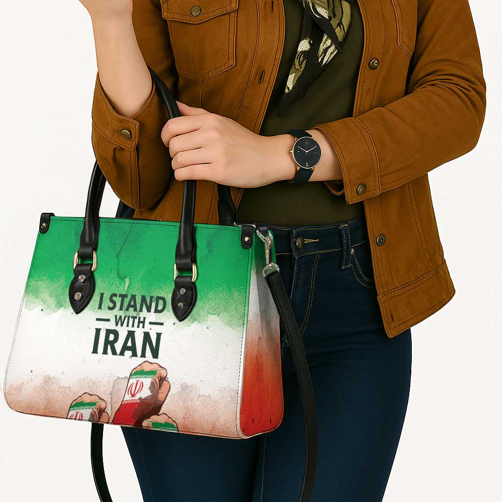 I Stand With Iran Leather Bag Freedom for the Iranian People