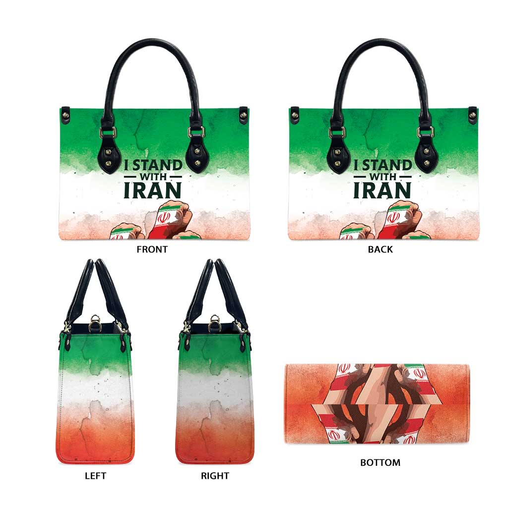 I Stand With Iran Leather Bag Freedom for the Iranian People
