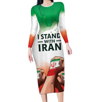 I Stand With Iran Personalized Long Sleeve Bodycon Dress Freedom for the Iranian People