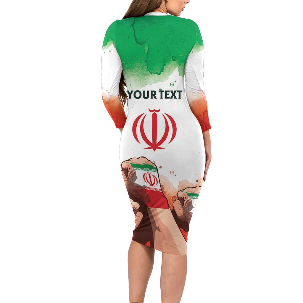I Stand With Iran Personalized Long Sleeve Bodycon Dress Freedom for the Iranian People