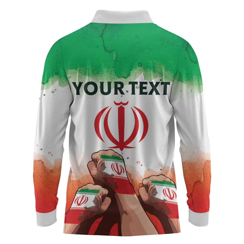 I Stand With Iran Personalized Long Sleeve Polo Shirt Freedom for the Iranian People