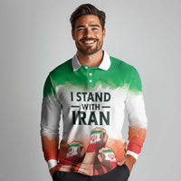 I Stand With Iran Personalized Long Sleeve Polo Shirt Freedom for the Iranian People
