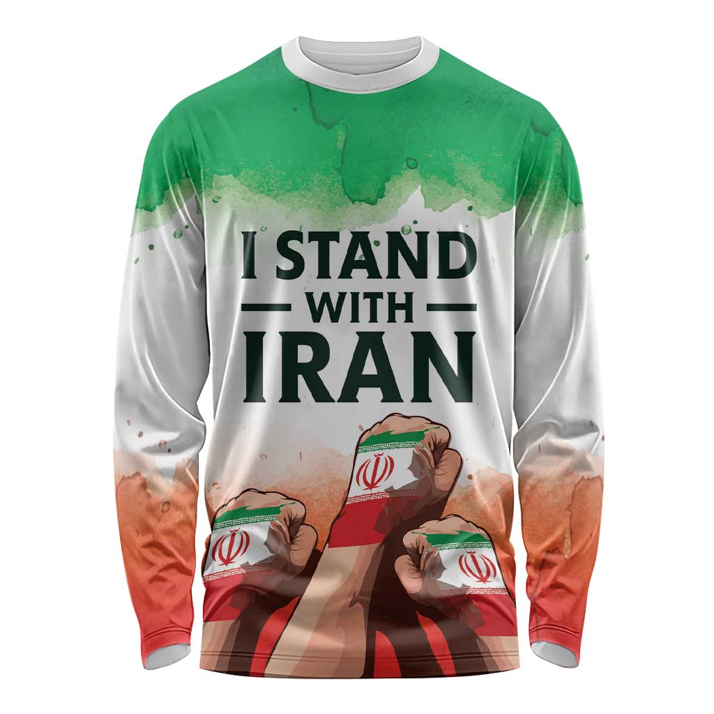 I Stand With Iran Personalized Long Sleeve Shirt Freedom for the Iranian People