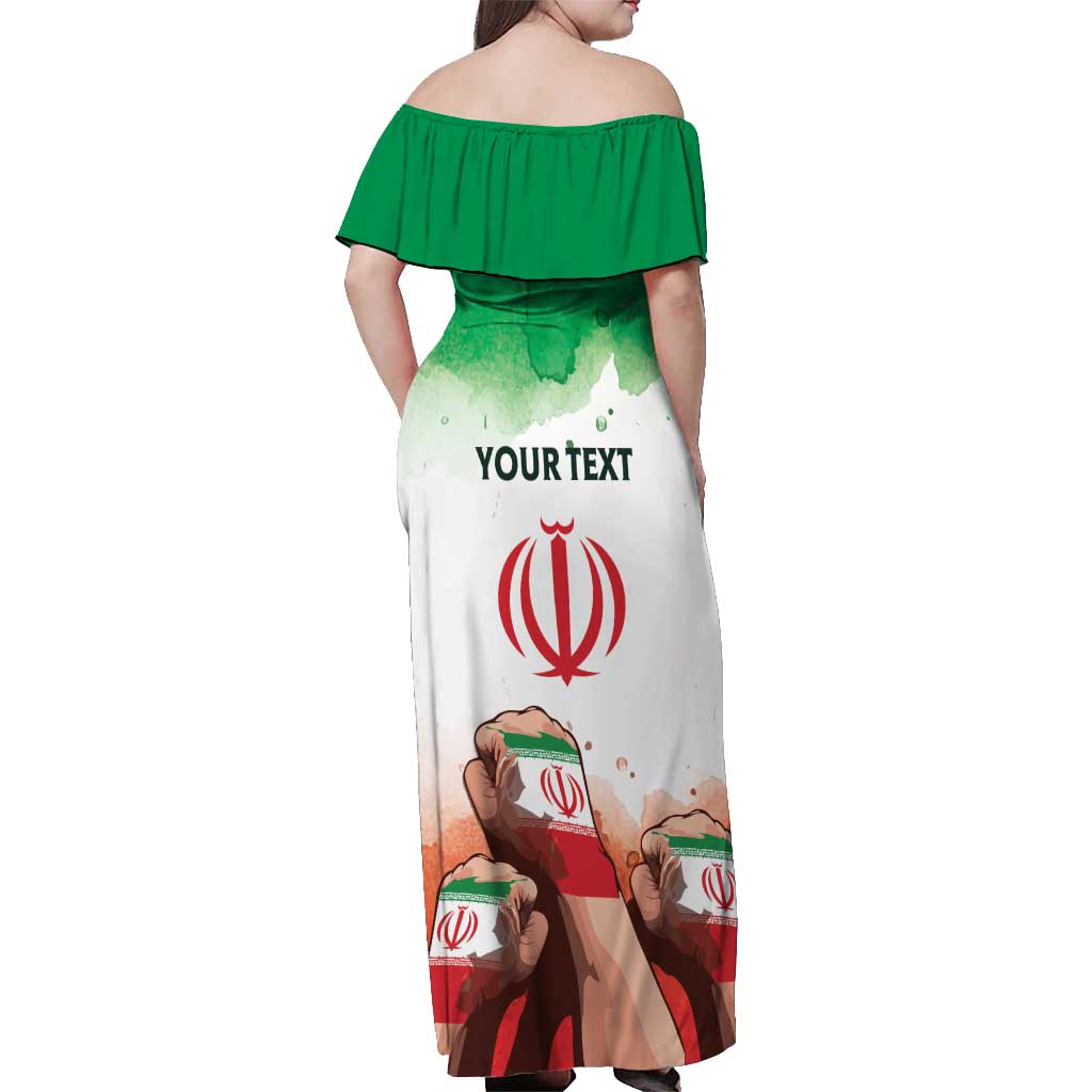 I Stand With Iran Personalized Off Shoulder Maxi Dress Freedom for the Iranian People