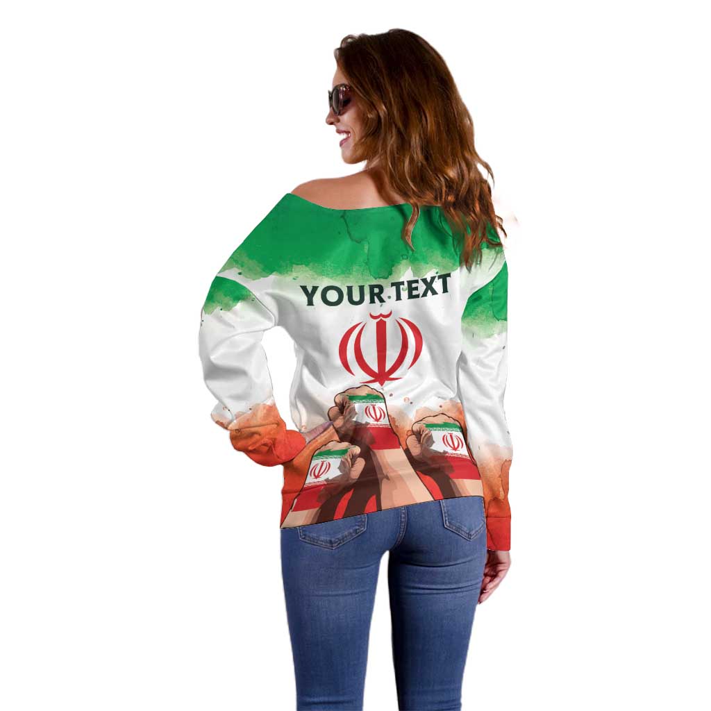 I Stand With Iran Personalized Off Shoulder Sweater Freedom for the Iranian People