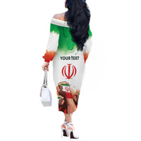 I Stand With Iran Personalized Off The Shoulder Long Sleeve Dress Freedom for the Iranian People