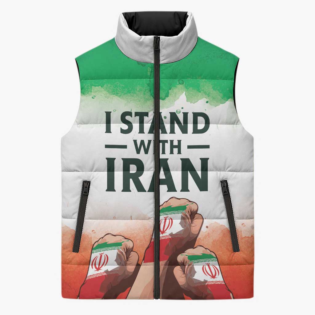 I Stand With Iran Personalized Sleeveless Puffer Jacket Freedom for the Iranian People