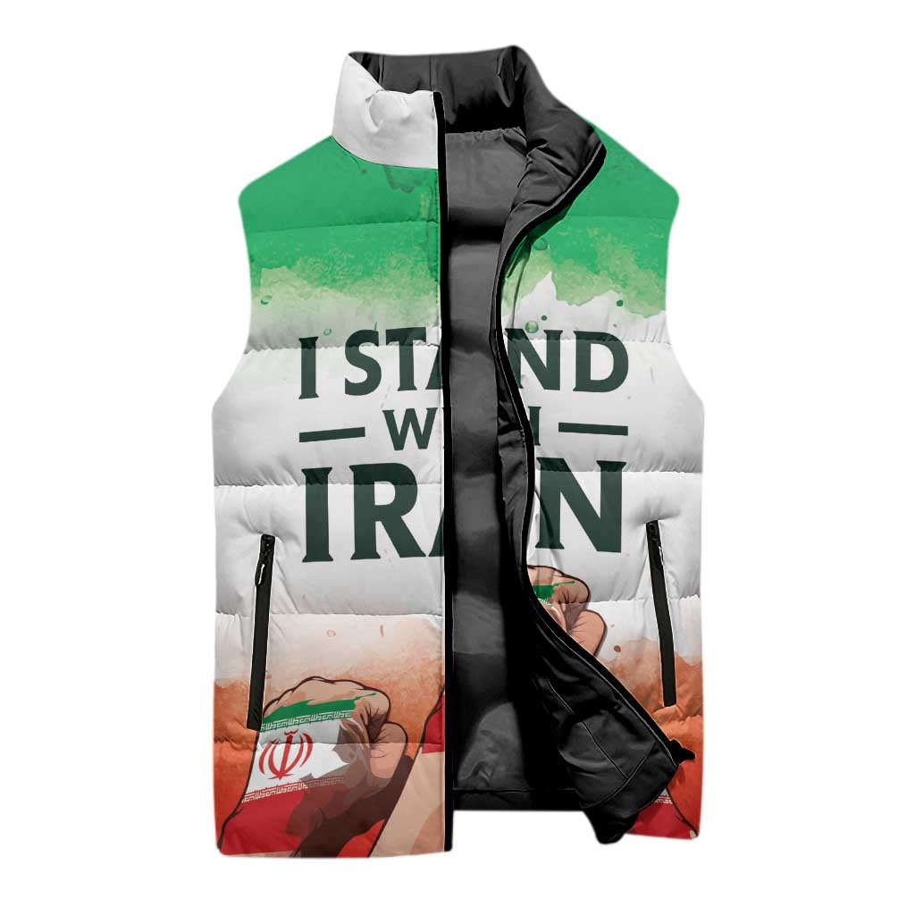 I Stand With Iran Personalized Sleeveless Puffer Jacket Freedom for the Iranian People