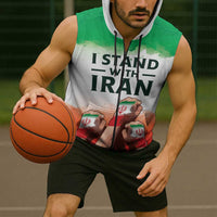 I Stand With Iran Personalized Sleeveless Zip Hoodie Freedom for the Iranian People
