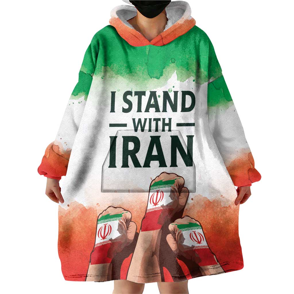 I Stand With Iran Personalized Wearable Blanket Hoodie Freedom for the Iranian People