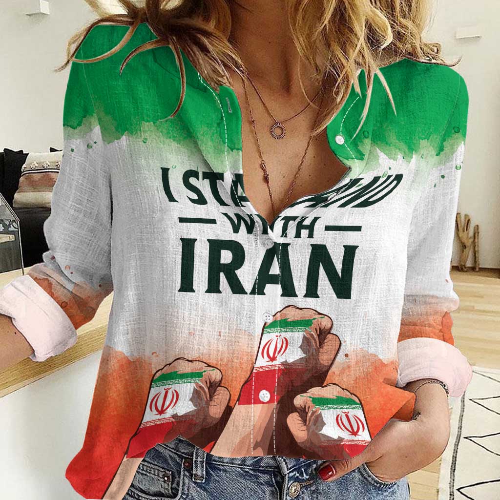 I Stand With Iran Personalized Women Casual Shirt Freedom for the Iranian People