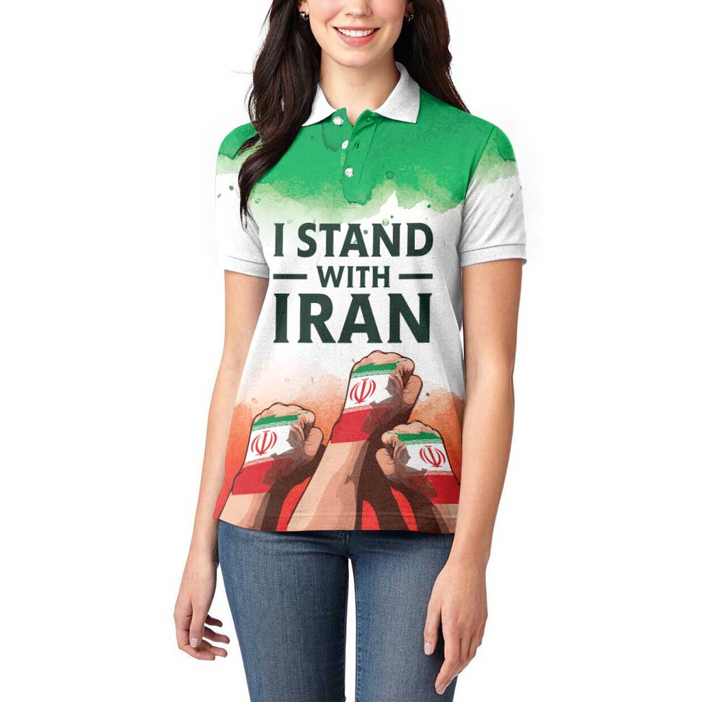 I Stand With Iran Personalized Women Polo Shirt Freedom for the Iranian People