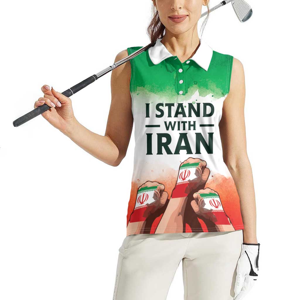 I Stand With Iran Personalized Women Sleeveless Polo Shirt Freedom for the Iranian People