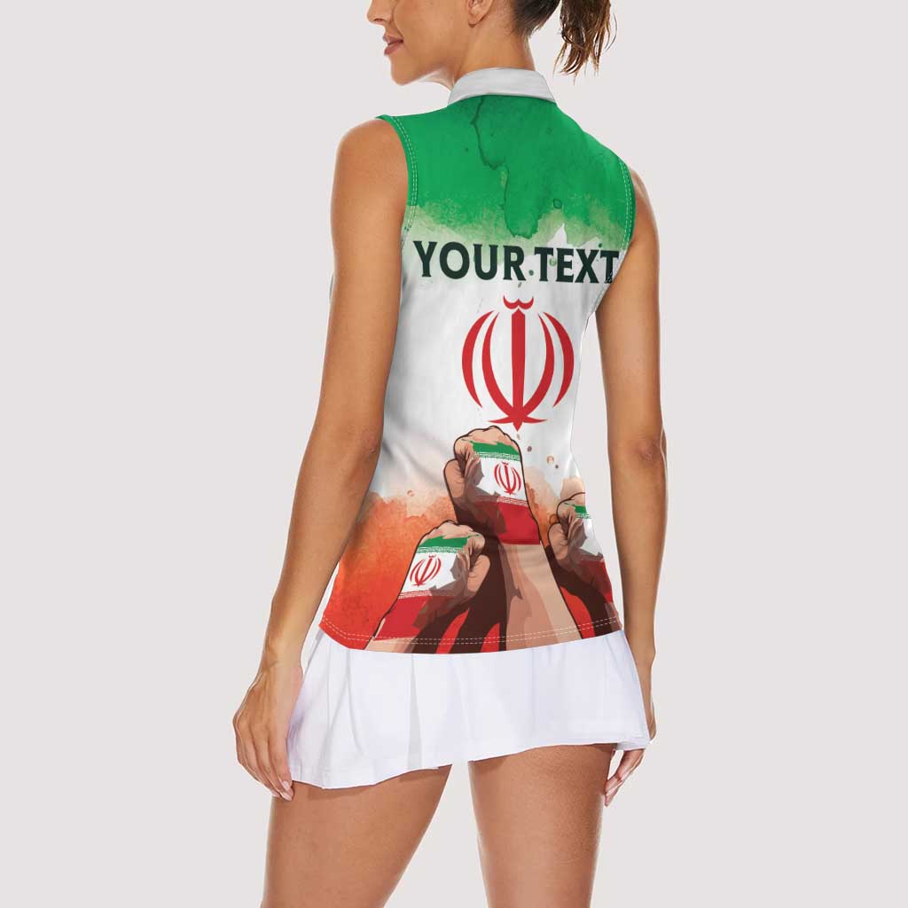 I Stand With Iran Personalized Women Sleeveless Polo Shirt Freedom for the Iranian People