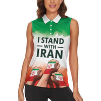 I Stand With Iran Personalized Women Sleeveless Polo Shirt Freedom for the Iranian People
