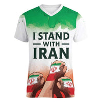 I Stand With Iran Personalized Women V-Neck T-Shirt Freedom for the Iranian People