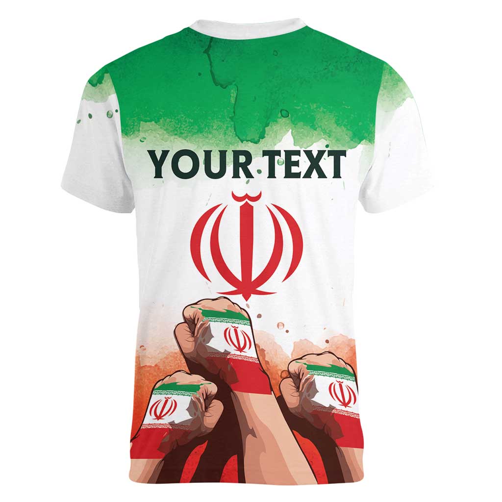 I Stand With Iran Personalized Women V-Neck T-Shirt Freedom for the Iranian People