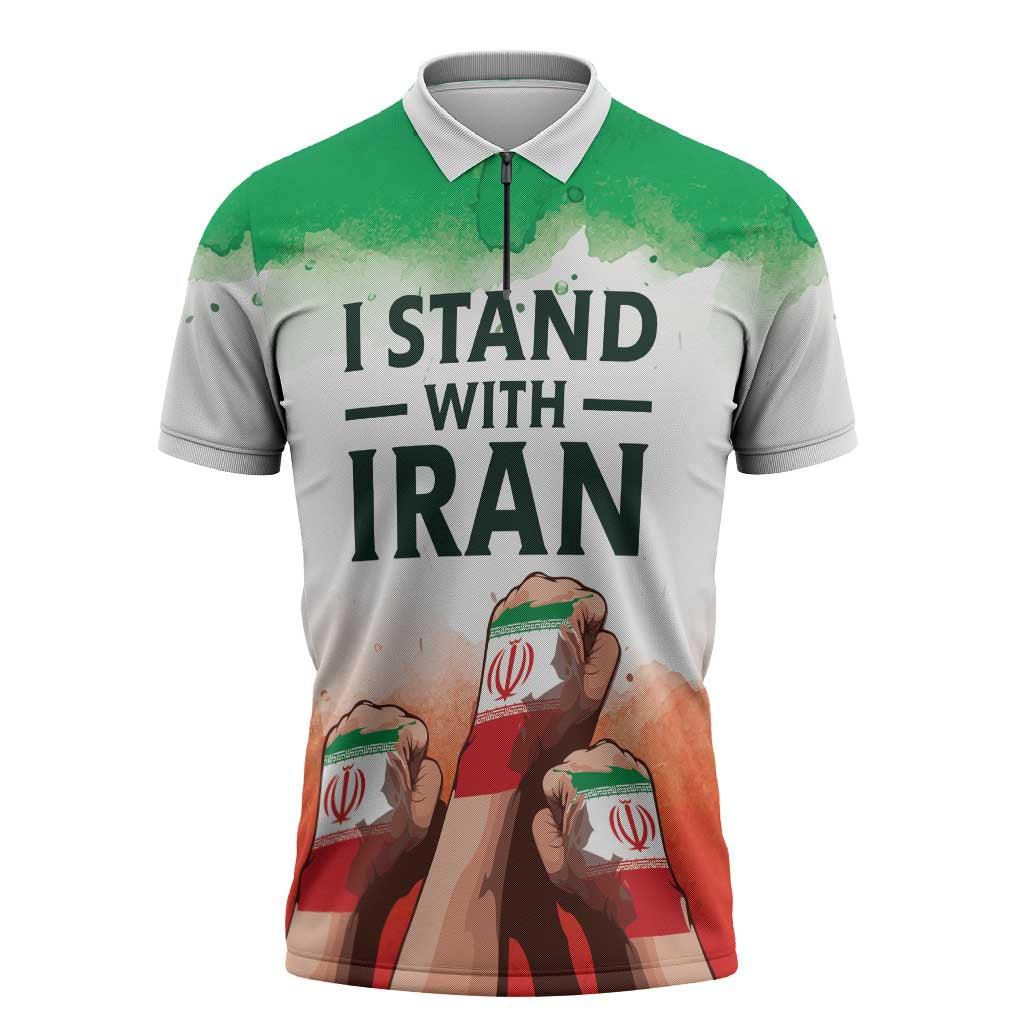 I Stand With Iran Personalized Zipper Polo Shirt Freedom for the Iranian People