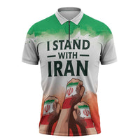 I Stand With Iran Personalized Zipper Polo Shirt Freedom for the Iranian People