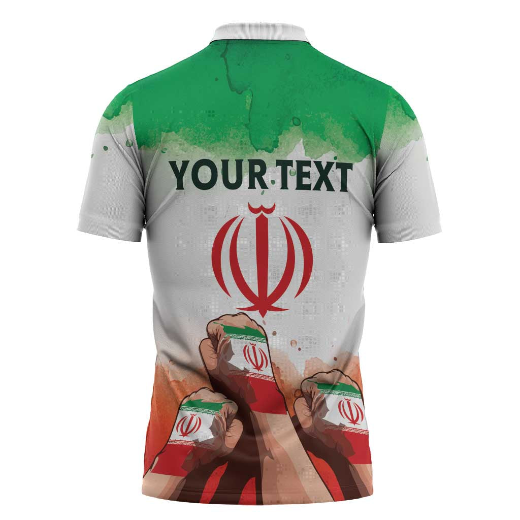I Stand With Iran Personalized Zipper Polo Shirt Freedom for the Iranian People