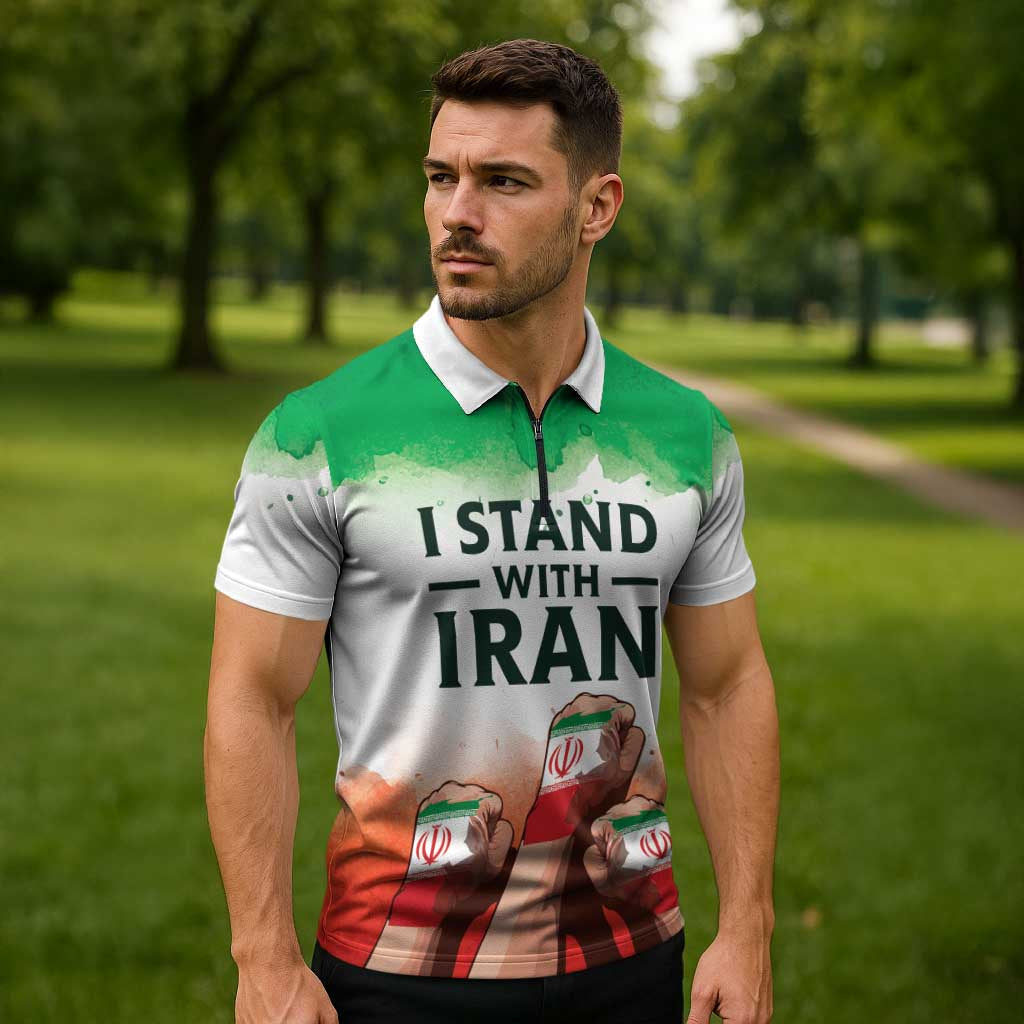 I Stand With Iran Personalized Zipper Polo Shirt Freedom for the Iranian People