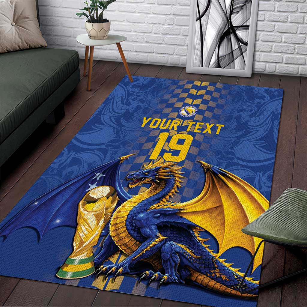 Custom World Football Bosnia and Herzegovina Area Rug Go Zmajevi Dragons Road To 2026