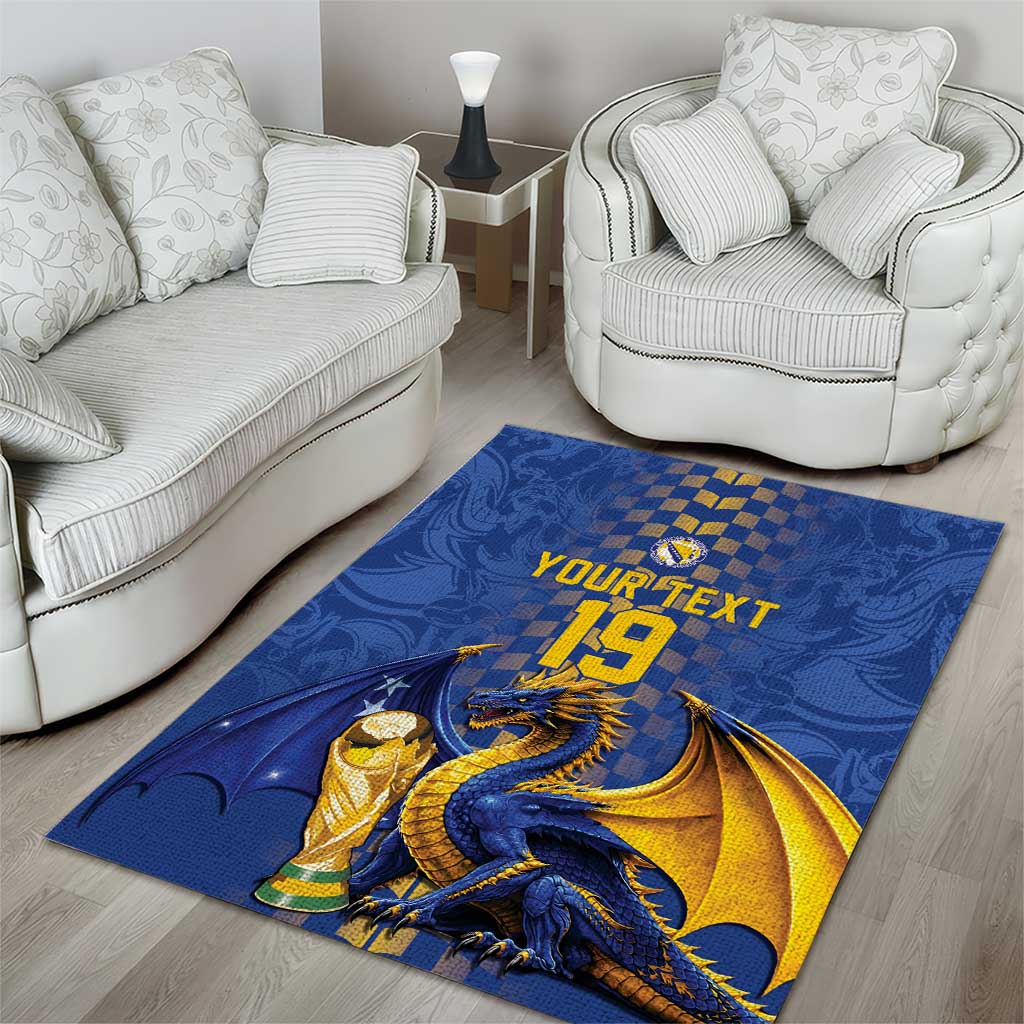 Custom World Football Bosnia and Herzegovina Area Rug Go Zmajevi Dragons Road To 2026