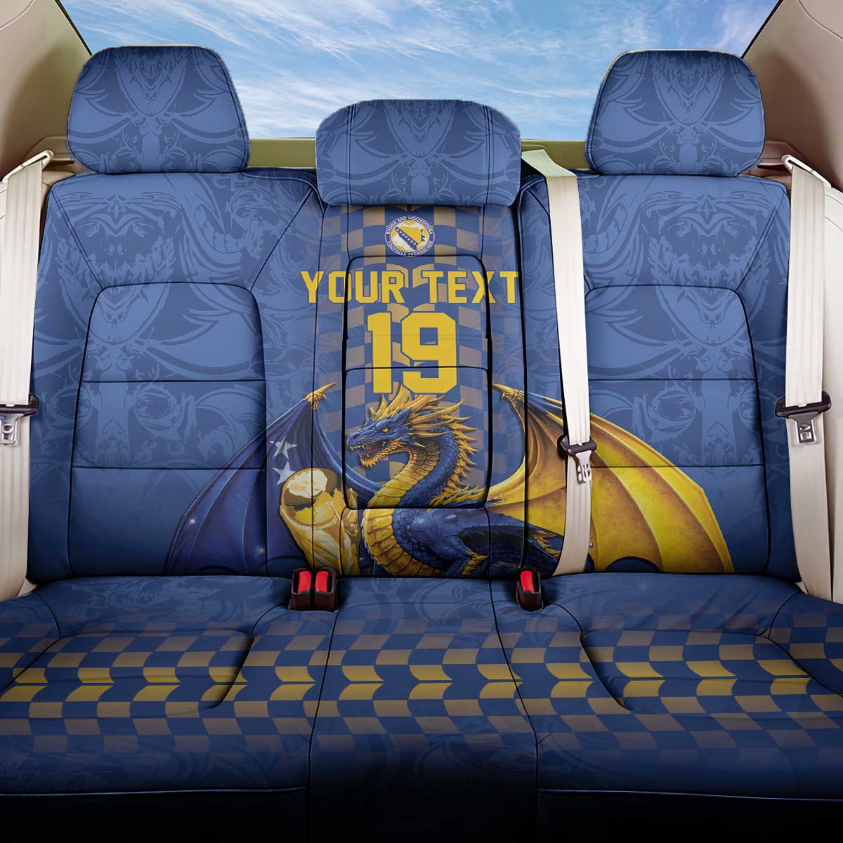 Custom World Football Bosnia and Herzegovina Back Car Seat Cover Go Zmajevi Dragons Road To 2026