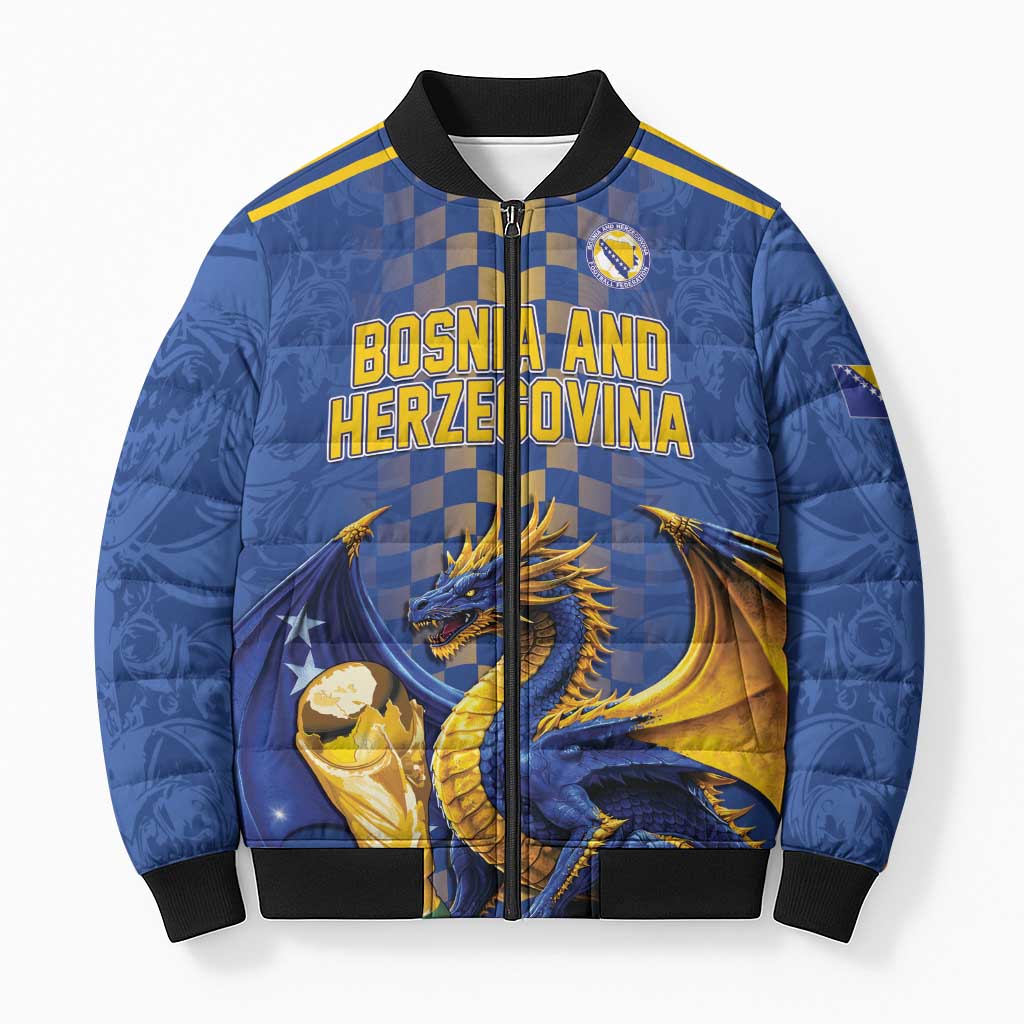 Custom World Football Bosnia and Herzegovina Bomber Puffer Jacket Go Zmajevi Dragons Road To 2026