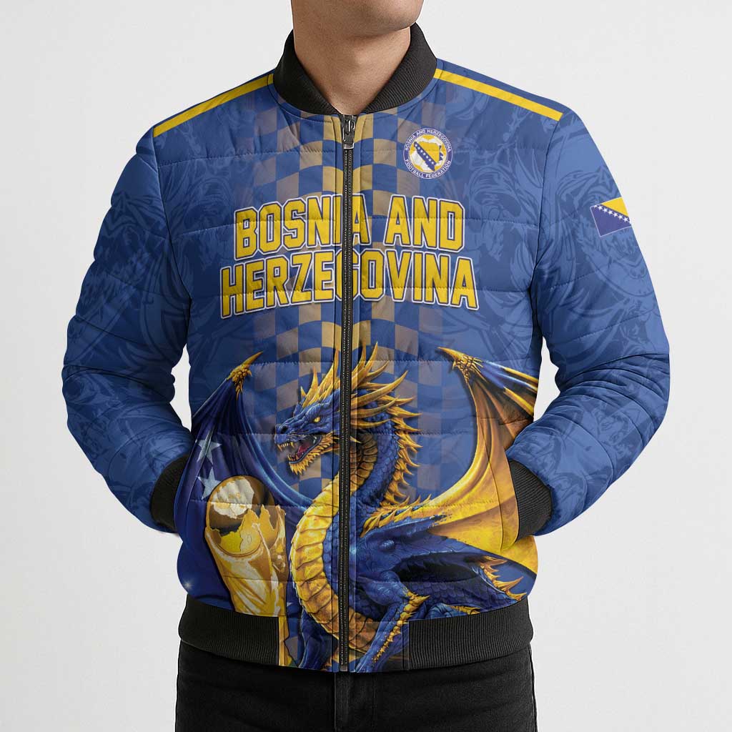 Custom World Football Bosnia and Herzegovina Bomber Puffer Jacket Go Zmajevi Dragons Road To 2026