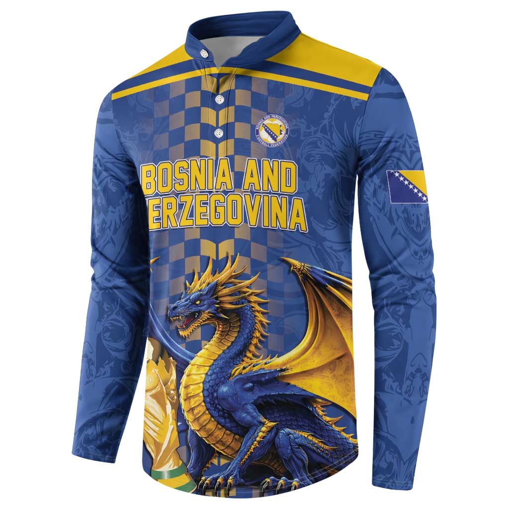Custom World Football Bosnia and Herzegovina Button Sweatshirt Go Zmajevi Dragons Road To 2026