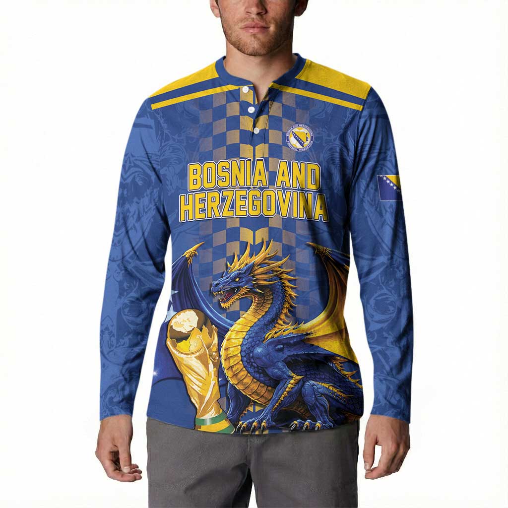 Custom World Football Bosnia and Herzegovina Button Sweatshirt Go Zmajevi Dragons Road To 2026