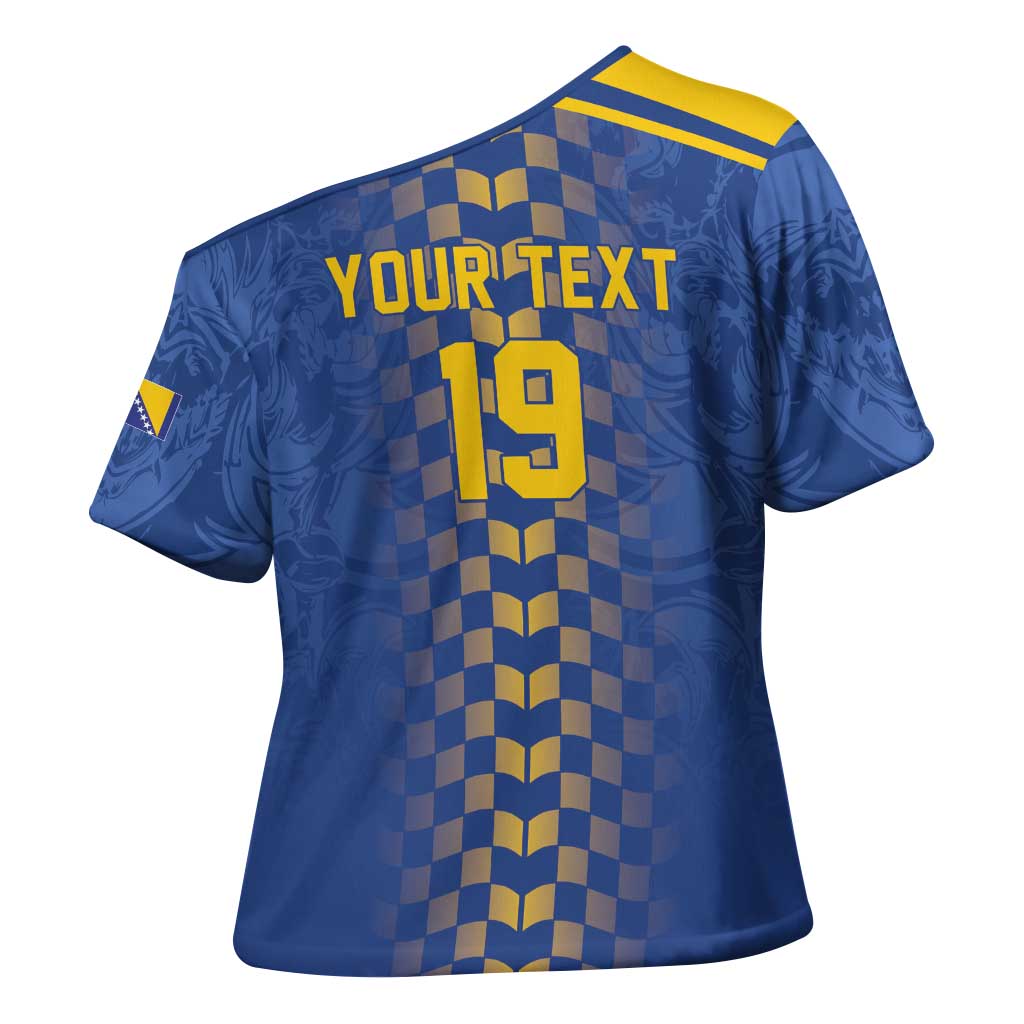 Custom World Football Bosnia and Herzegovina Cross Shoulder Shirt Go Zmajevi Dragons Road To 2026