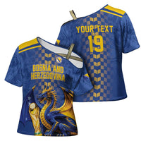 Custom World Football Bosnia and Herzegovina Cross Shoulder Shirt Go Zmajevi Dragons Road To 2026