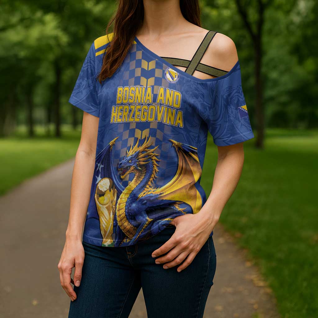 Custom World Football Bosnia and Herzegovina Cross Shoulder Shirt Go Zmajevi Dragons Road To 2026