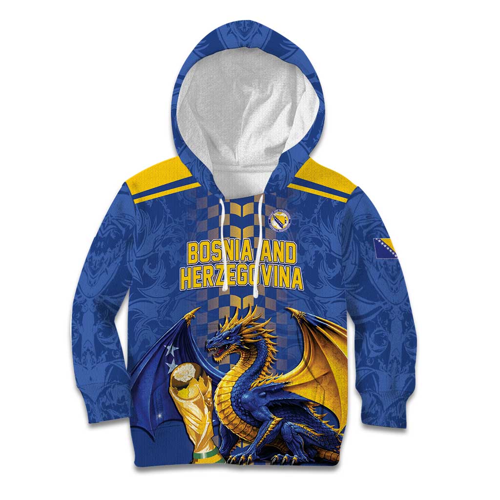 Custom World Football Bosnia and Herzegovina Kid Hoodie Go Zmajevi Dragons Road To 2026