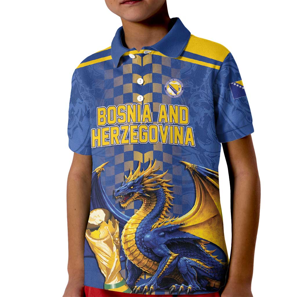 Custom World Football Bosnia and Herzegovina Kid Polo Shirt Go Zmajevi Dragons Road To 2026