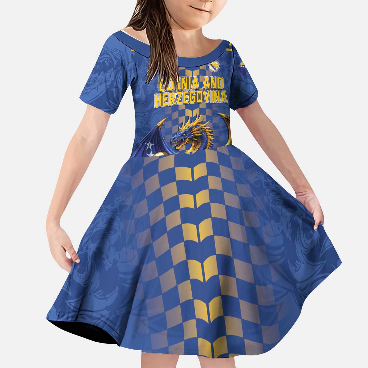 Custom World Football Bosnia and Herzegovina Kid Short Sleeve Dress Go Zmajevi Dragons Road To 2026