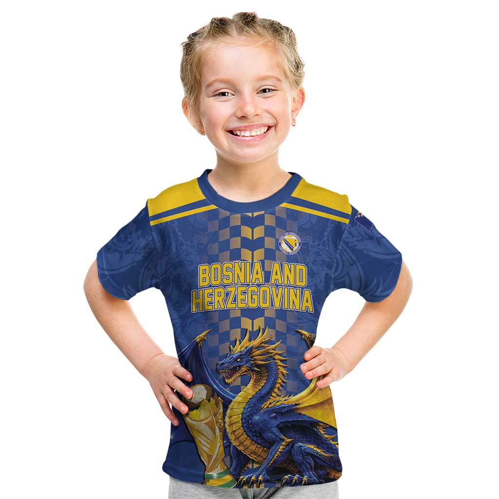 Custom World Football Bosnia and Herzegovina Kid T Shirt Go Zmajevi Dragons Road To 2026