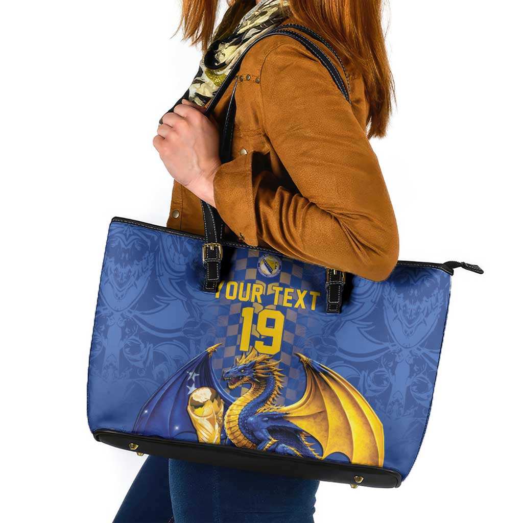 Custom World Football Bosnia and Herzegovina Leather Tote Bag Go Zmajevi Dragons Road To 2026