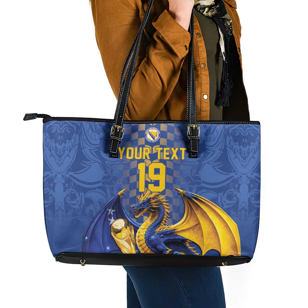 Custom World Football Bosnia and Herzegovina Leather Tote Bag Go Zmajevi Dragons Road To 2026
