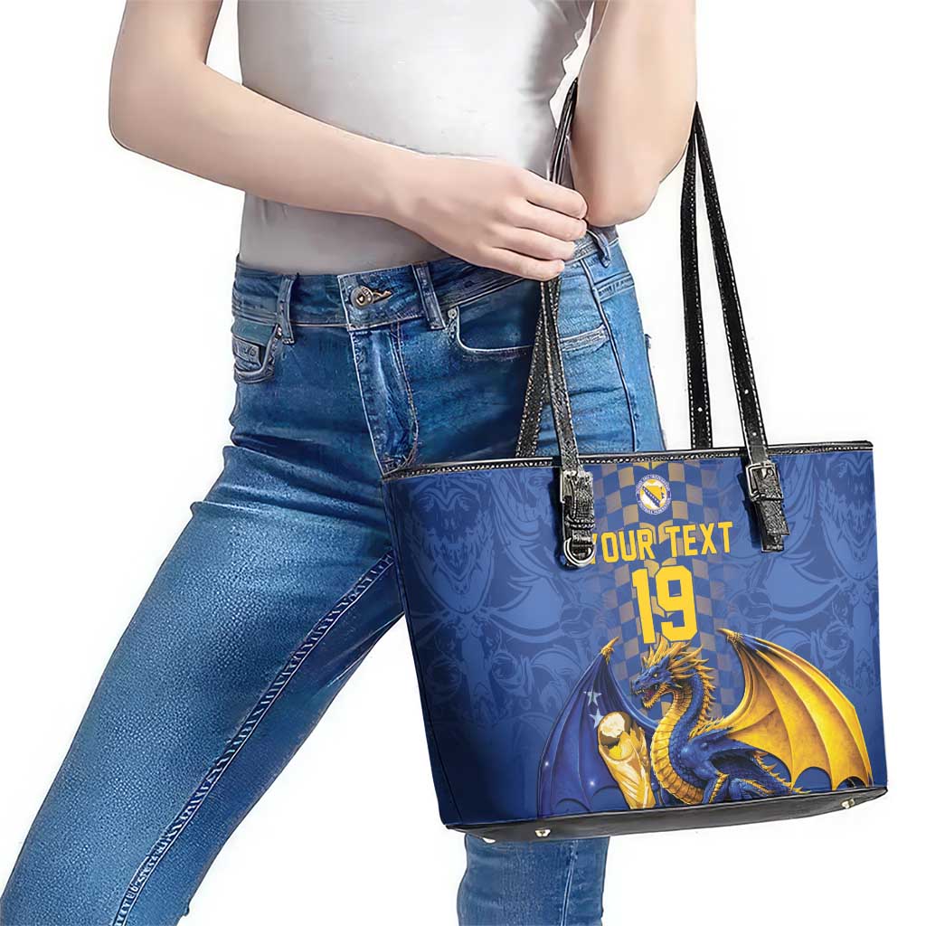 Custom World Football Bosnia and Herzegovina Leather Tote Bag Go Zmajevi Dragons Road To 2026
