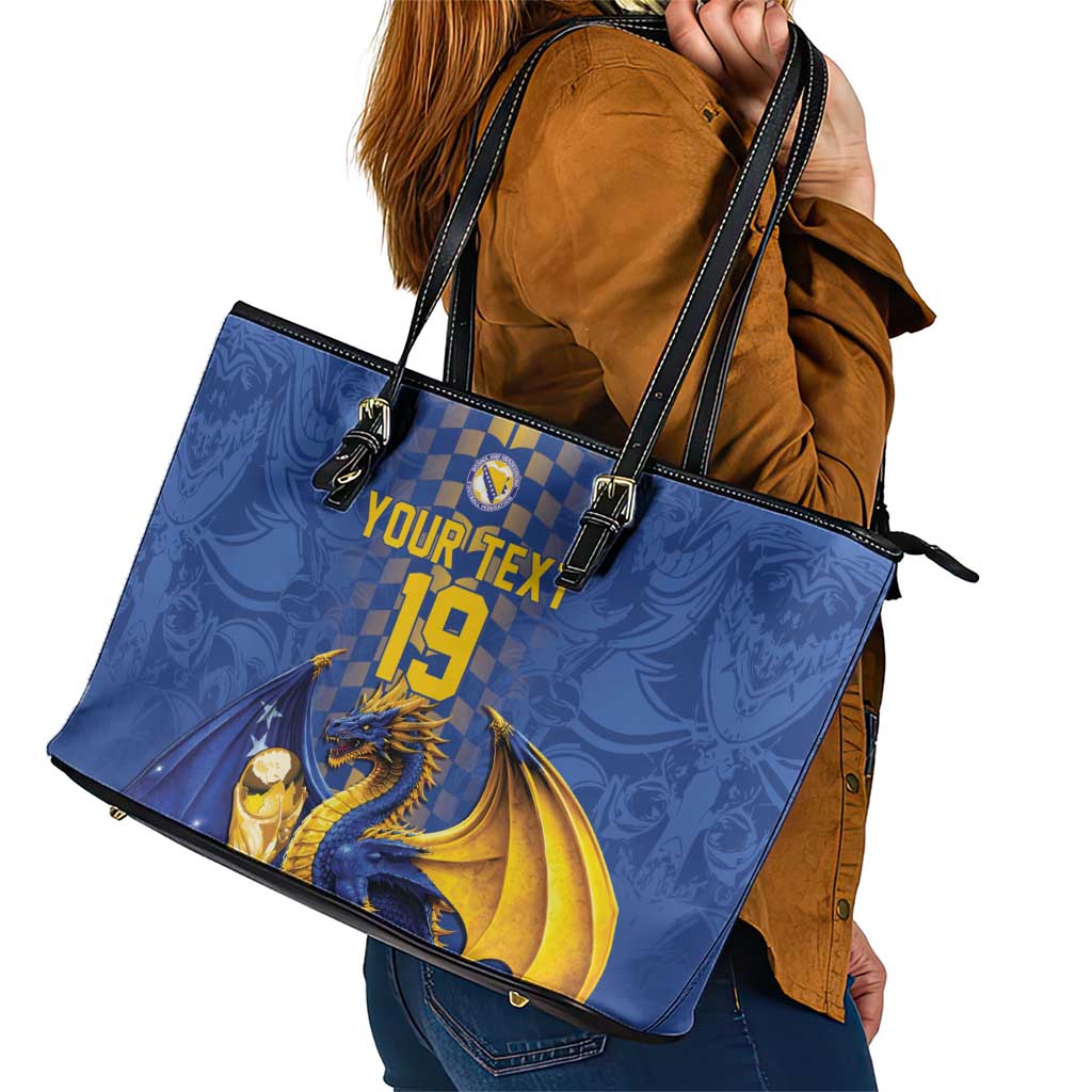 Custom World Football Bosnia and Herzegovina Leather Tote Bag Go Zmajevi Dragons Road To 2026