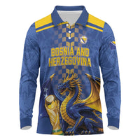 Custom World Football Bosnia and Herzegovina Long Sleeve Polo Shirt Go Zmajevi Dragons Road To 2026