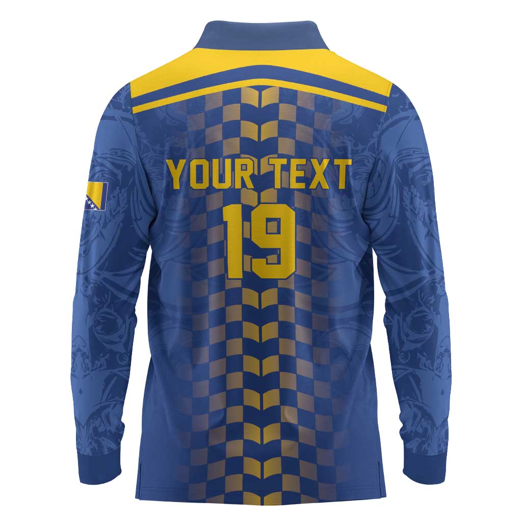 Custom World Football Bosnia and Herzegovina Long Sleeve Polo Shirt Go Zmajevi Dragons Road To 2026